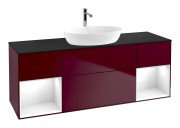 Тумба под раковину Villeroy & Boch Finion 160х50,1 см с подсветкой МДФ пион матовый лак/стекло черное матовое G862GFHB