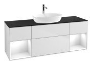 Тумба під раковину Villeroy & Boch Finion 160х50,1 см із підсвічуванням МДФ білий матовий лак/скло чорне матове G862GFMT