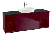 Тумба під раковину Villeroy & Boch Finion 160х50,1 см з підсвічуванням МДФ півонія матовий лак/скло чорне матове G862HBHB