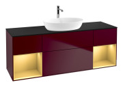 Тумба под раковину Villeroy & Boch Finion 160х50,1 см с подсветкой МДФ пион матовый лак/стекло черное матовое G862HFHB