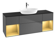 Тумба под раковину Villeroy & Boch Finion 160х50,1 см с подсветкой МДФ антрацит матовый лак/стекло черное матовое G862HFGK