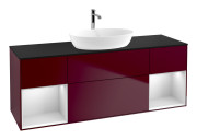 Тумба под раковину Villeroy & Boch Finion 160х50,1 см с подсветкой МДФ пион матовый лак/стекло черное матовое G862MTHB