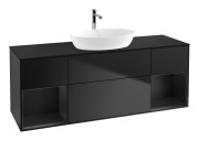 Тумба под раковину Villeroy & Boch Finion 160х50,1 см с подсветкой МДФ черный матовый лак/стекло черное матовое G862PDPD