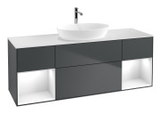 Тумба под раковину Villeroy & Boch Finion 160х50,1 см с подсветкой МДФ темно-синий матовый лак/стекло белое матовое G861GFHG