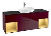 Тумба под раковину Villeroy & Boch Finion 160х50,1 см с подсветкой МДФ пион матовый лак/стекло черное матовое G862HFHB