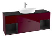 Тумба под раковину Villeroy & Boch Finion 160х50,1 см с подсветкой МДФ пион матовый лак/стекло черное матовое G862PDHB