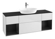 Тумба под раковину Villeroy & Boch Finion 160х50,1 см с подсветкой МДФ белый матовый лак/стекло черное матовое G862PDMT