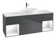 Тумба під раковину Villeroy & Boch Finion 160х50,1 см із підсвічуванням МДФ темно-синій матовий лак/скло біле матове G861GFHG