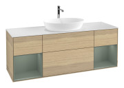 Тумба под раковину Villeroy & Boch Finion 160х50,1 см с подсветкой МДФ шпон дуба/стекло белое матовое G861GMPC