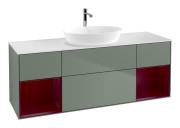 Тумба под раковину Villeroy & Boch Finion 160х50,1 см с подсветкой МДФ оливковый матовый лак/стекло белое матовое G861HBGM