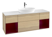 Тумба под раковину Villeroy & Boch Finion 160х50,1 см с подсветкой МДФ шпон дуба/стекло белое матовое G861HBPC