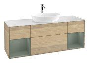 Тумба под раковину Villeroy & Boch Finion 160х50,1 см с подсветкой МДФ шпон дуба/стекло белое матовое G861GMPC