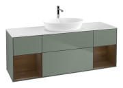 Тумба під раковину Villeroy & Boch Finion 160х50,1 см із підсвічуванням МДФ оливковий матовий лак/скло біле матове G861GNGM