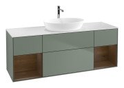 Тумба під раковину Villeroy & Boch Finion 160х50,1 см із підсвічуванням МДФ оливковий матовий лак/скло біле матове G861GNGM