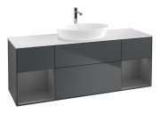 Тумба під раковину Villeroy & Boch Finion 160х50,1 см із підсвічуванням МДФ темно-синій матовий лак/скло біле матове G861GKHG