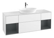 Тумба под раковину Villeroy & Boch Finion 160х50,1 см с подсветкой МДФ глянцевый белый лак/стекло белое матовое G861HGGF