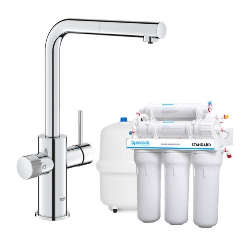 Змішувач для кухні Grohe Blue Pure Minta з фільтром зворотного осмосу Ecosoft Standard хром MO55030601