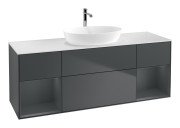 Тумба під раковину Villeroy & Boch Finion 160х50,1 см із підсвічуванням МДФ темно-синій матовий лак/скло біле матове G861HGHG