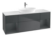 Тумба под раковину Villeroy & Boch Finion 160х50,1 см с подсветкой МДФ темно-синий матовый лак/стекло белое матовое G861HGHG