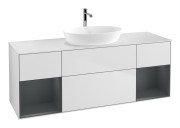 Тумба під раковину Villeroy & Boch Finion 160х50,1 см із підсвічуванням МДФ білий матовий лак/скло біле матове G861HGMT