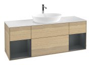 Тумба под раковину Villeroy & Boch Finion 160х50,1 см с подсветкой МДФ шпон дуба/стекло белое матовое G861HGPC