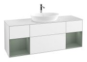 Тумба під раковину Villeroy & Boch Finion 160х50,1 см з підсвіткою МДФ білий глянцевий лак/скло біле матове G861GMGF