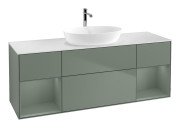 Тумба под раковину Villeroy & Boch Finion 160х50,1 см с подсветкой МДФ оливковый матовый лак/стекло белое матовое G861GMGM