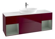 Тумба під раковину Villeroy & Boch Finion 160х50,1 см з підсвічуванням МДФ півонія матовий лак/скло біле матове G861GMHB