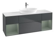 Тумба под раковину Villeroy & Boch Finion 160х50,1 см с подсветкой МДФ темно-синий матовый лак/стекло белое матовое G861GMHG