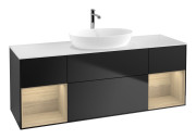 Тумба под раковину Villeroy & Boch Finion 160х50,1 см с подсветкой МДФ черный матовый лак/стекло белое матовое G861PCPD