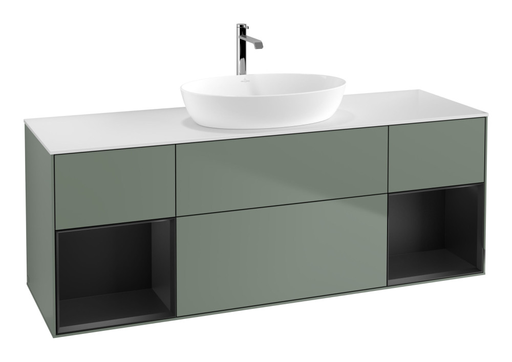 Тумба под раковину Villeroy & Boch Finion 160х50,1 см с подсветкой МДФ оливковый матовый лак/стекло белое матовое G861PDGM