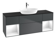 Тумба под раковину Villeroy & Boch Finion 160х50,1 см с подсветкой МДФ темно-синий матовый лак/стекло черное матовое G862GFHG