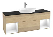 Тумба под раковину Villeroy & Boch Finion 160х50,1 см с подсветкой МДФ шпон дуба/стекло черное матовое G862GFPC