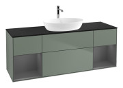 Тумба под раковину Villeroy & Boch Finion 160х50,1 см с подсветкой МДФ оливковый матовый лак/стекло черное матовое G862GKGM