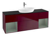 Тумба под раковину Villeroy & Boch Finion 160х50,1 см с подсветкой МДФ пион матовый лак/стекло черное матовое G862GMHB