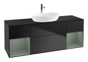 Тумба під раковину Villeroy & Boch Finion 160х50,1 см МДФ чорний матовий лак/скло чорне матове G862GMPD