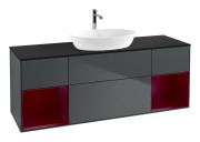 Тумба под раковину Villeroy & Boch Finion 160х50,1 см МДФ темно-синий матовый лак/стекло черное матовое G862HBHG