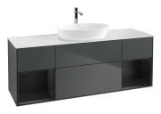 Тумба під раковину Villeroy & Boch Finion 160х50,1 см із підсвічуванням МДФ темно-синій матовий лак/скло біле матове G861PDHG