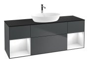 Тумба під раковину Villeroy & Boch Finion 160х50,1 см із підсвічуванням МДФ темно-синій матовий лак/скло чорне матове G862GFHG