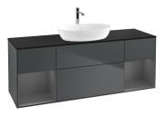 Тумба под раковину Villeroy & Boch Finion 160х50,1 см с подсветкой МДФ темно-синий матовый лак/стекло черное матовое G862GKHG