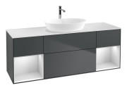 Тумба под раковину Villeroy & Boch Finion 160х50,1 см с подсветкой МДФ темно-синий матовый лак/стекло белое матовое G861MTHG