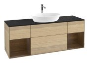 Тумба под раковину Villeroy & Boch Finion 160х50,1 см МДФ шпон дуба/стекло черное матовое G862GNPC