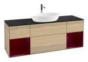 Тумба под раковину Villeroy & Boch Finion 160х50,1 см МДФ шпон дуба/стекло черное матовое G862HBPC