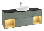 Тумба под раковину Villeroy & Boch Finion 160х50,1 см с подсветкой МДФ оливковый матовый лак/стекло черное матовое G862HFGM