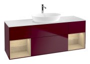 Тумба під раковину Villeroy & Boch Finion 160х50,1 см з підсвічуванням МДФ півонія матовий лак/скло біле матове G861PCHB