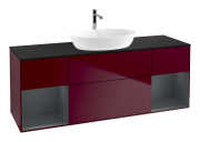 Тумба под раковину Villeroy & Boch Finion 160х50,1 см с подсветкой МДФ пион матовый лак/стекло черное матовое G862HGHB