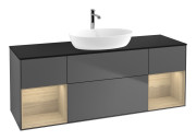 Тумба под раковину Villeroy & Boch Finion 160х50,1 см с подсветкой МДФ антрацит матовый лак/стекло черное матовое G862PCGK