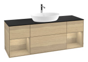 Тумба под раковину Villeroy & Boch Finion 160х50,1 см с подсветкой МДФ шпон дуба/стекло черное матовое G862PCPC