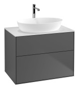 Тумба под раковину Villeroy & Boch Finion 80х50,1 см МДФ антрацит матовый лак/стекло белое матовое F87100GK