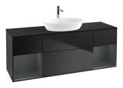 Тумба под раковину Villeroy & Boch Finion 160х50,1 см с подсветкой МДФ черный матовый лак/стекло белое матовое G862HGPD